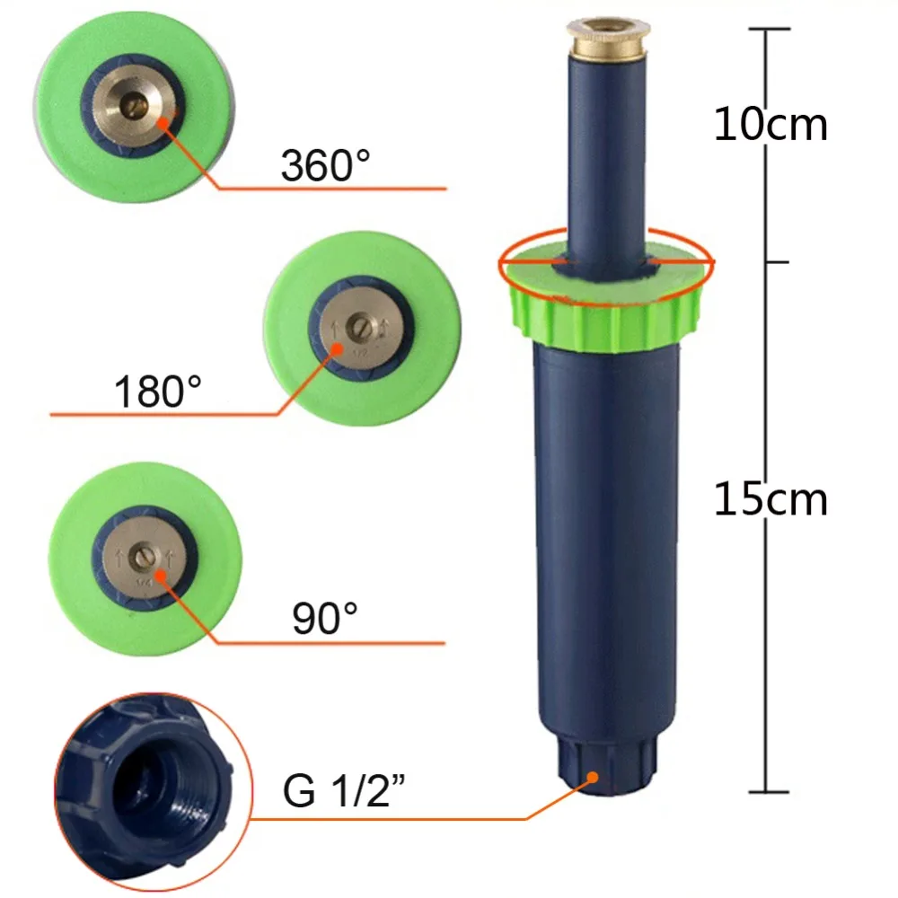 10 шт. 1/2 дюйма Внутренняя резьба 90 180 360 градусов всплывающие спринклеры для полива газонов приводной спринклер Садовые принадлежности для полива