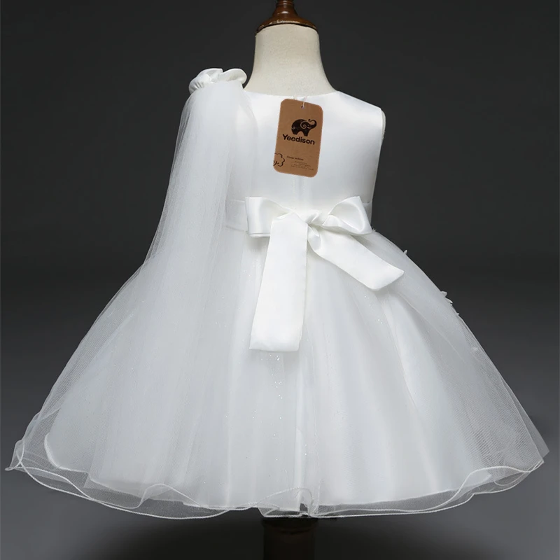 Baby Dresses White Flower Lace 1st Year Birthday Infant Outfits Newborn Princess Party Wedding Christening Dress For Baby Girl (8)