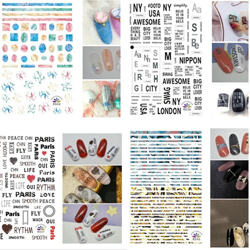 1 Sheet 3D Ultra thin Adhesive English Word Nails Sticker Alphabet Nail