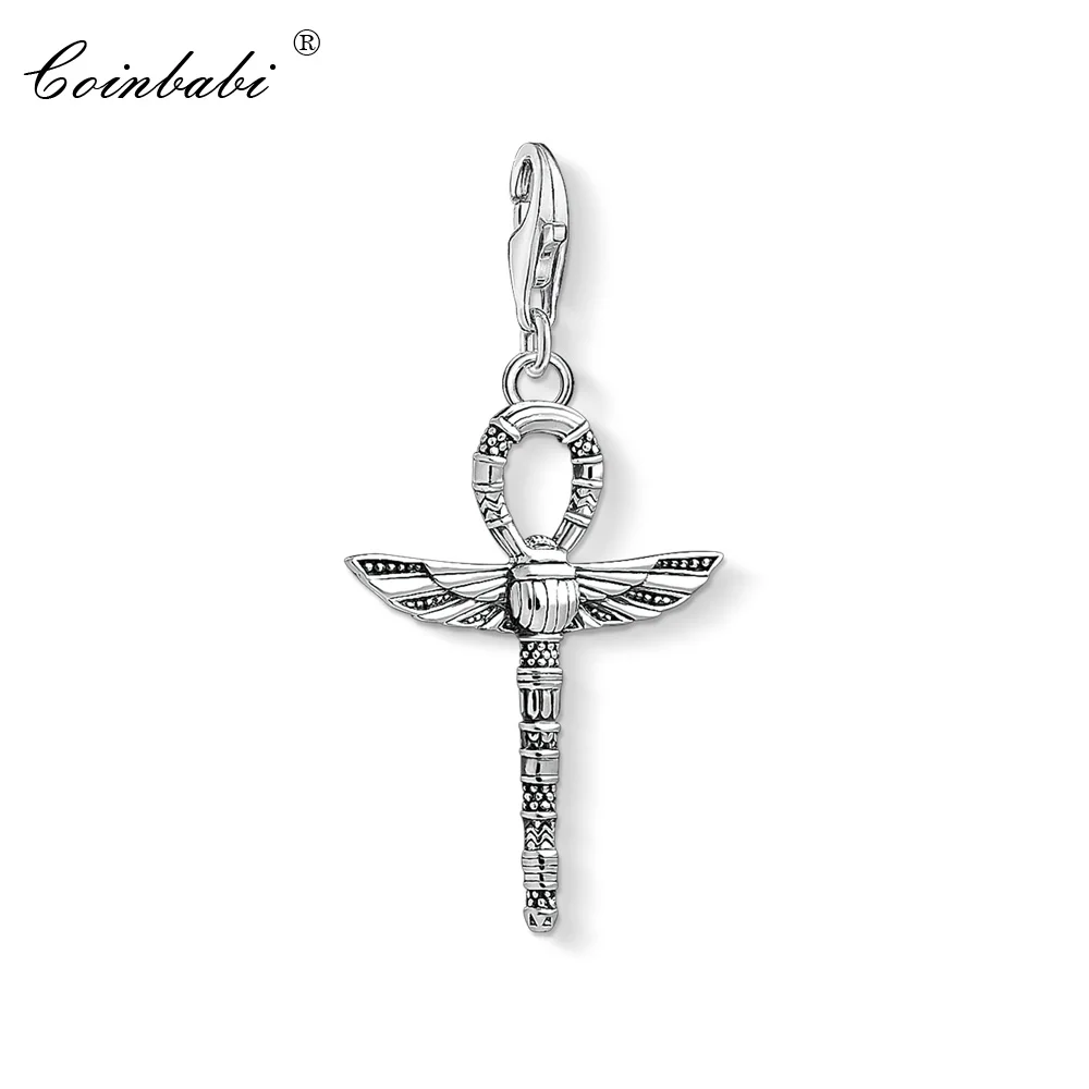 

Charm Pendant Cross of Life Ankh with Scarab ,2018 Fashion Jewelry Authentic 925 Sterling Silver Gift For Women Men Fit Bracelet