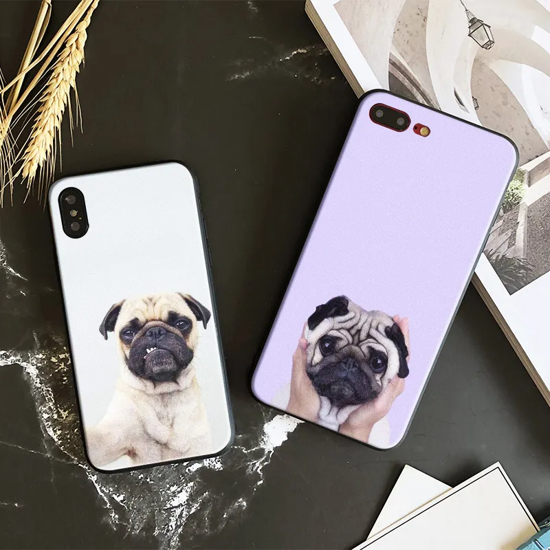 

Cute Pug lovely Dog Pattern painting Tpu Soft Silicone Phone Case Cover Shell For Apple IPhone 5 5s SE 6 6s 7 8 Plus X 10