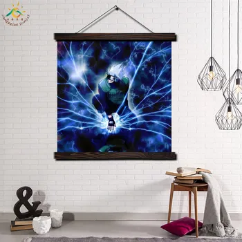 

Japan Style Anime Modern Wall Art Print Pop Art Picture And Poster Solid Wood Hanging Scroll Canvas Painting Home Decor