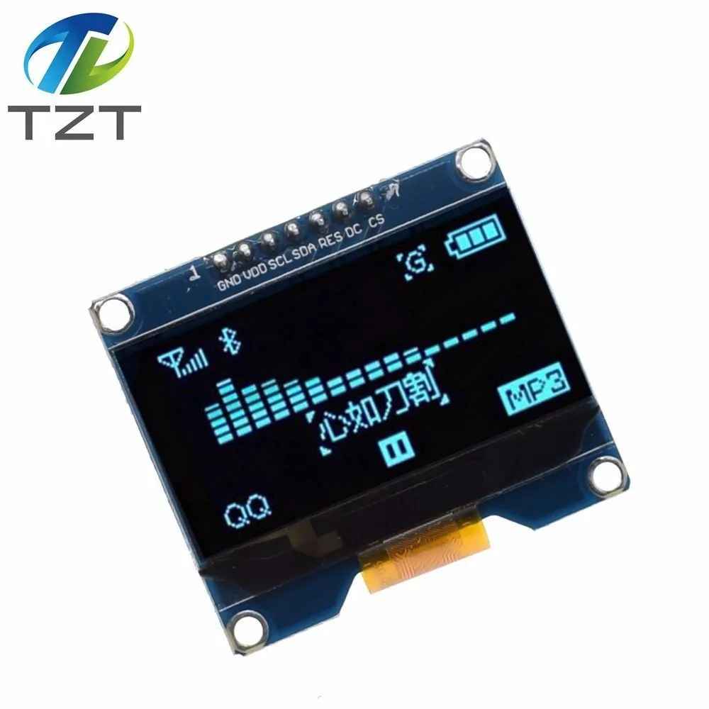 

TZT 1PCS 1.54 inch 7PIN White Blue OLED Screen Module SSD1309 Drive IC Compatible for SSD1306 SPI Interface 128*64