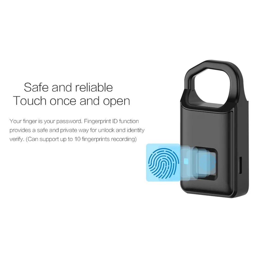 

Rechargeable Fingerprint Padlock Lock Quick Access Metal Portable Security Lock Smart Lock Keyless Anti-theft Padlock Door Lock