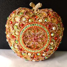 Клатч в форме яблока роскошные сумки с кристаллами apple вечерние женский кошелек Свадебные вечерние сумки женские сумки(88307-B