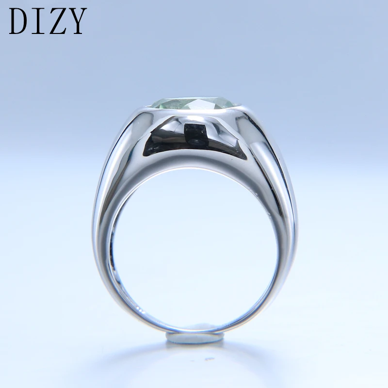 Skup DIZY naturalna zieleń pierścionek z ametystem solidna 925 srebro okrągły Cut kamień pierścień dla kobiet biżuteria zaręczynowa prezent ślubny