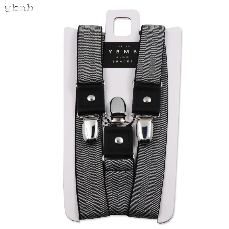 

YBMB Fashion Shirt Suspenders 25mm Width 3 Clips Y-Shape Unisex Fully Adjustable Braces Synthetic Leather Rivet Novelty