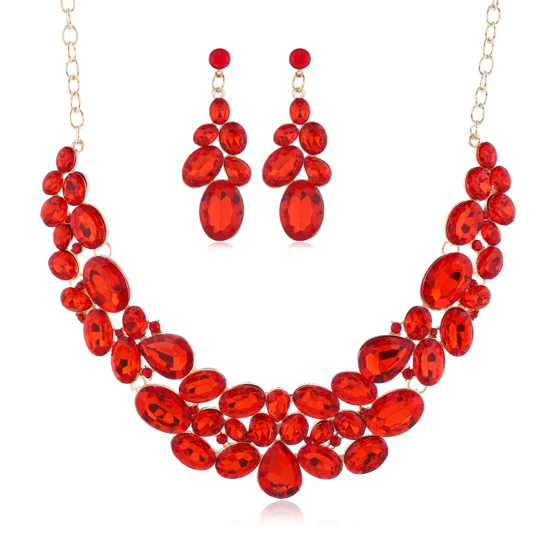

ADOLPH Star Jewelry 4 Colors Rhinestones Jewelry Set Choker Necklace Crystal Stud Earring Women New Boho Wedding Accessories
