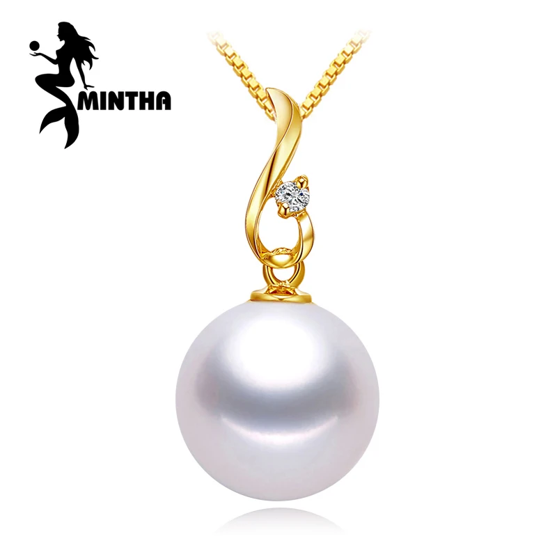 MINTHA 18 К Желтое золото жемчужные ювелирные изделия ожерелья рога и кулон для влюбленных жемчужные подвески отправка s925 Серебряные Ожерелья