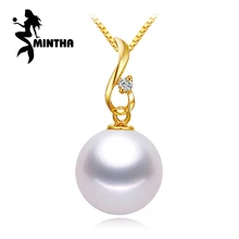 MINTHA 18 К Желтое золото жемчужные ювелирные изделия ожерелья рога и кулон для влюбленных жемчужные подвески отправка s925 Серебряные Ожерелья