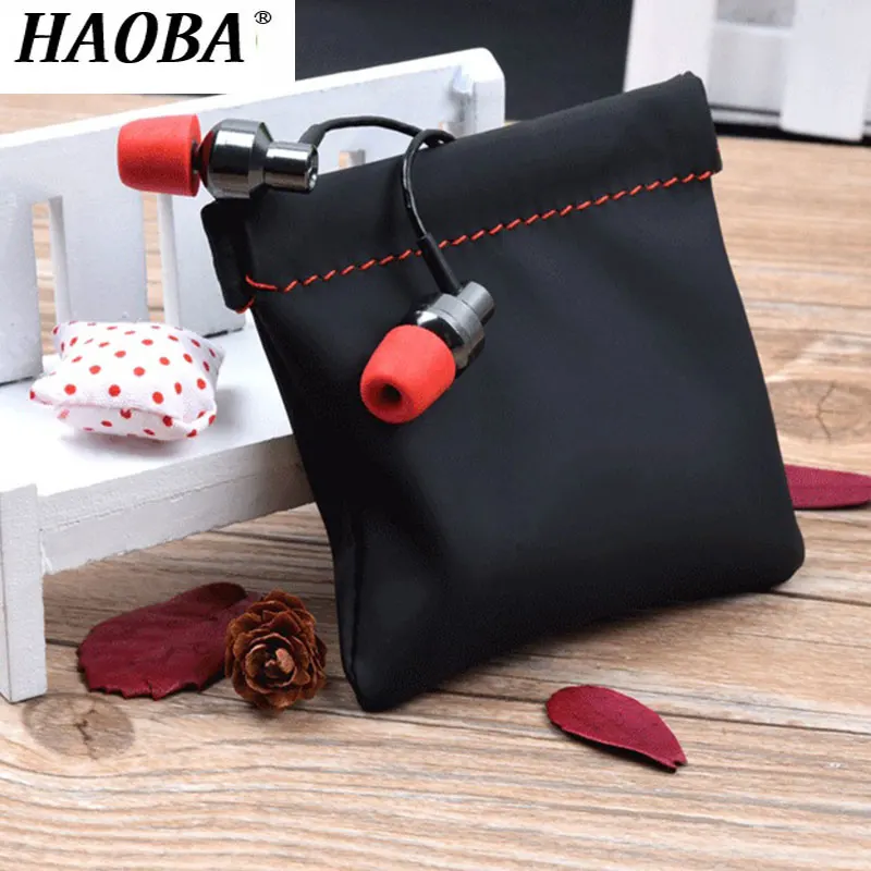 

HAOBA Mini Earphone Bag PU Leather Headphone Carrying Case Headphones Storage Pouch Protection Cable Headset Earbud Coin Bag