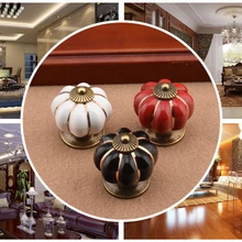 Новой потянуть ручку урожай тыквы керамическая Дверные Ручки Кабинет ящика шкаф кухонный тянуть оранжевый, желтый, черный, красный, синий, белый