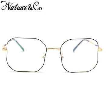 

Vintage Rectangle Metal Eyeglass Clear Lens Glasses Computer Phone Protective Glasses Show Thin Face Natuwe&Co