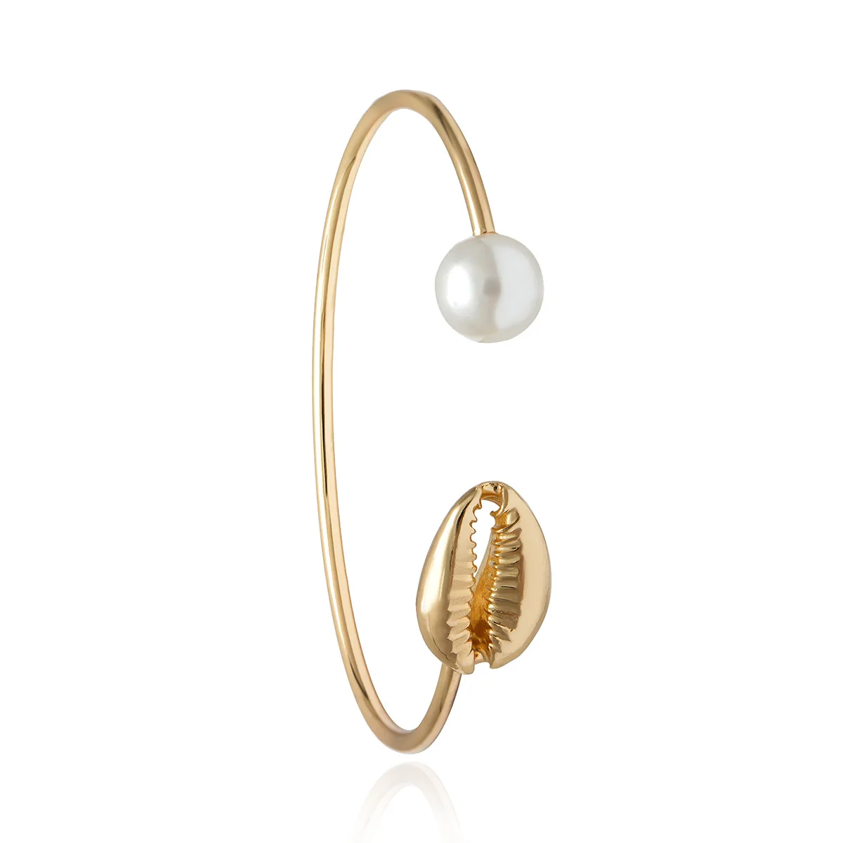 Gold Color Cowrie Shell Bracelets for Women Pearl Beads Charm Cuff Opening Bracelet Bohemian Beach Jewelry Mujer Pulseras bracelet jewelry