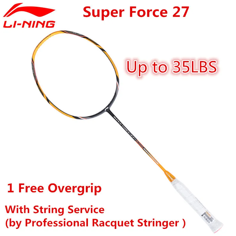 Up To 35 LBS 2017 Newest Li-Ning Badminton Rackets Super Force 27 High Tension Li Ning Full Carbon Professional Racquet L744