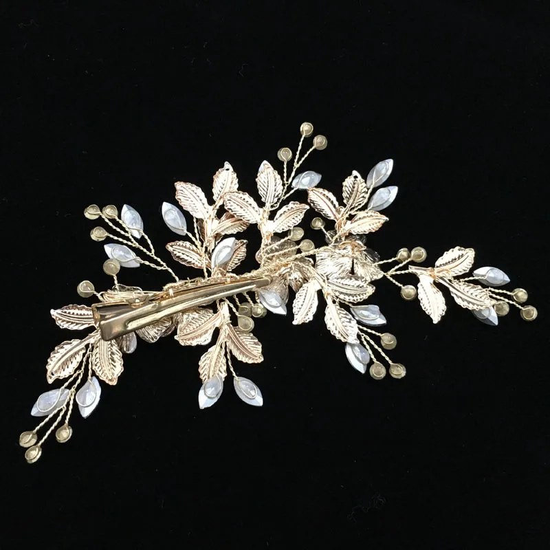 Jewelry Accessories Hair Accessory Hair Clip Hair Headdress Bridal Headwear Handmade Golden Austrian Crystals Rhinestones Flower Leaf Wedding Hair Clip Barrettes Bridal Headpiece Hair accessories