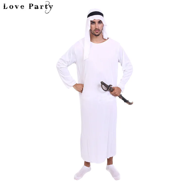 Cosplay Arab Prince Costume Adult Men Dubai Middle East White Robe