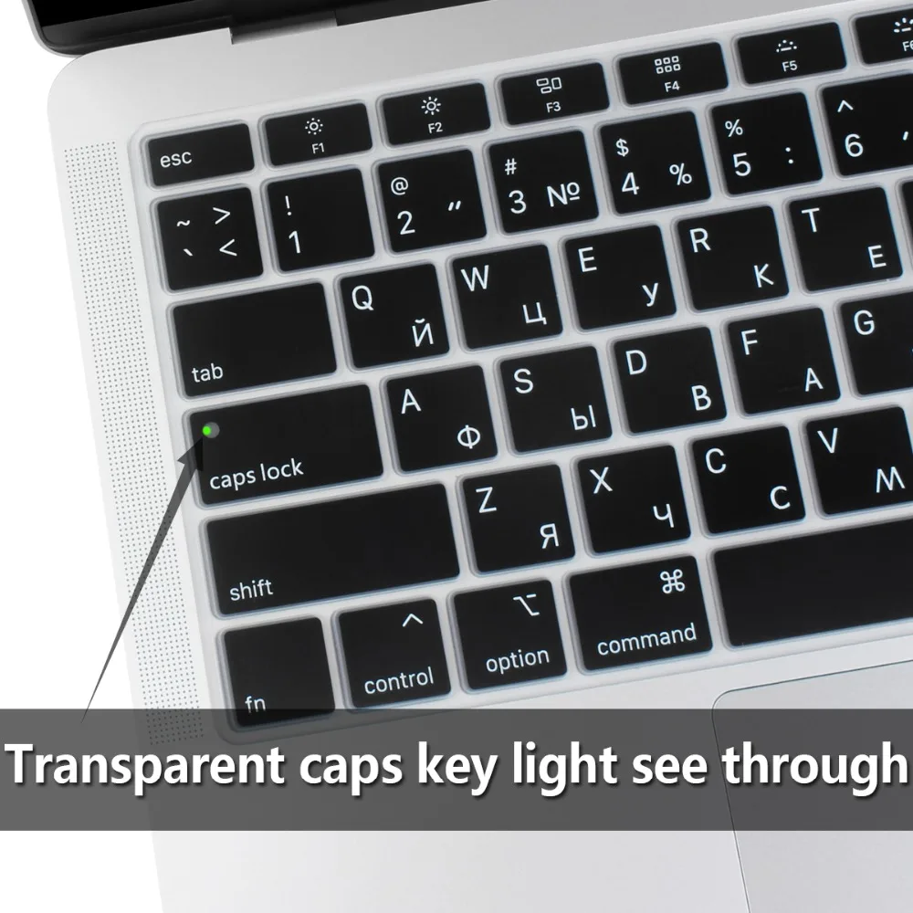Мягкий силиконовый чехол с раскладкой русской клавиатуры для Macbook new Air 13 retina display наклейка на кириллический язык
