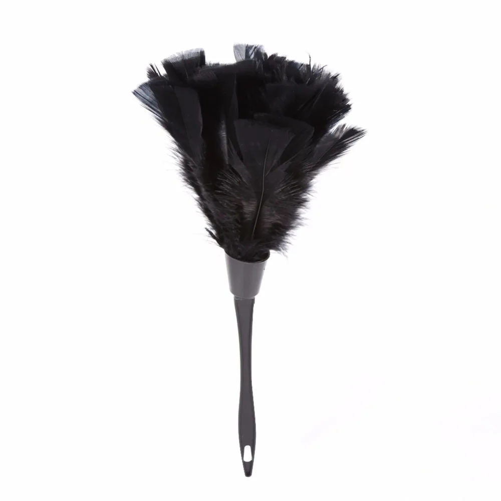 2 Colors Soft Turkey Feather Duster Brush With Black Handle for Home