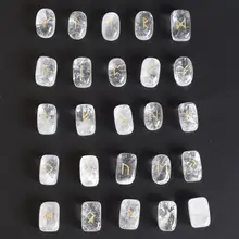 0,6x0,4 дюймов натуральный маленький размер прозрачные кварцевые руновые камни Выгравированные языческие надпись Wiccan Набор с бесплатным бархатным мешочком