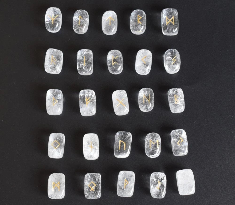 0 6 X 0 4 Inches Natural Small Size Clear Quartz Rune Stones Engraved Pagan Lettering Wiccan Set With A Free Velvet Pouch Sets Size Set 6set 4 Aliexpress
