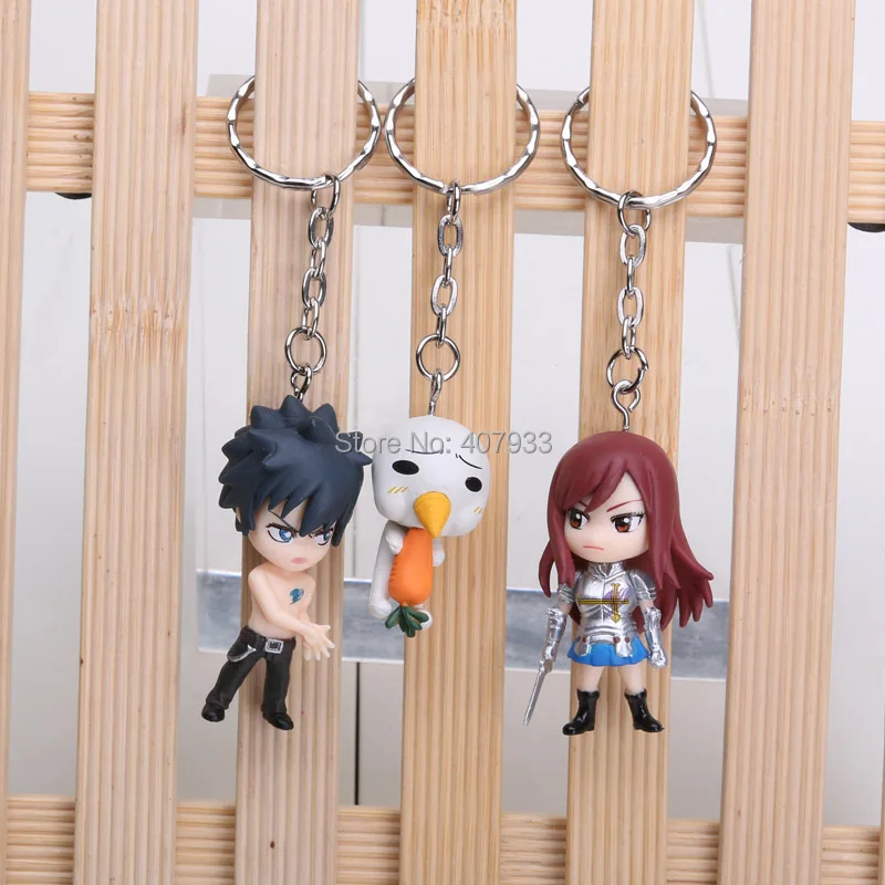 6 шт./компл. аниме Fairy Tail ПВХ фигурка Модель брелок Natsu Happy Люси серого цвета с