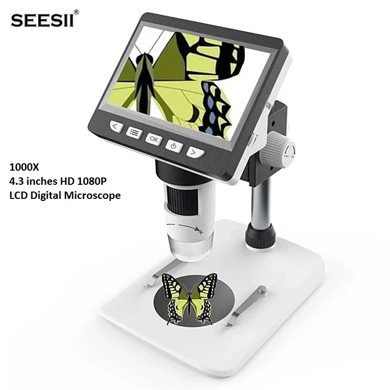 

1000X 4.3 inches TFT Panel Portable Desktop LCD Digital Microscope HD 1080P Portable Desktop LCD Digital Microscopes G700