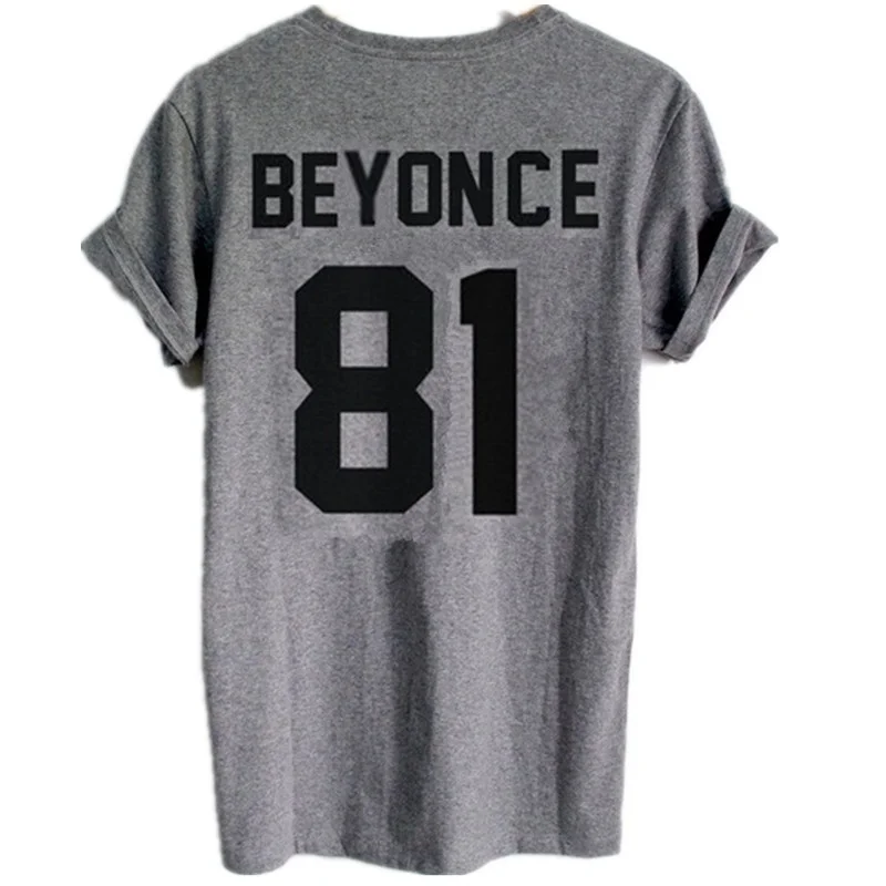 BEYONCE 81 Футболка с принтом на задней стороне Beyonce год рождения графическая