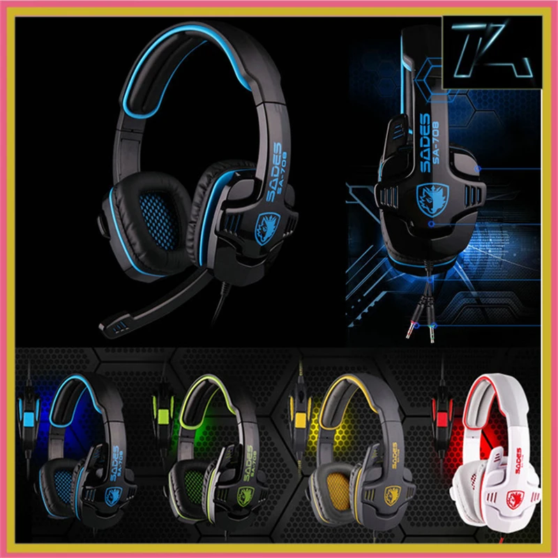 SADES SA-708 Gaming Headset Stereo Headphones Earphones with Microphone for Computer Laptop Skype Mobile Phone High Quality | Электроника