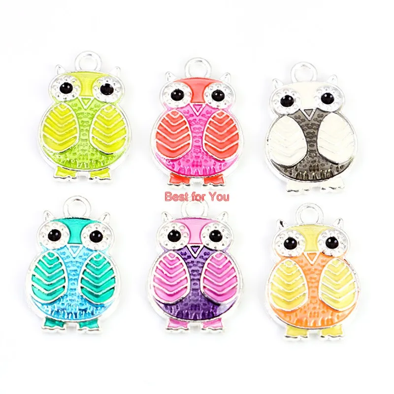 

6pcs Silver Plated Retro Style Enamel Owl Charms Pendants Fashion Jewelry Making Diy Jewelry Findings