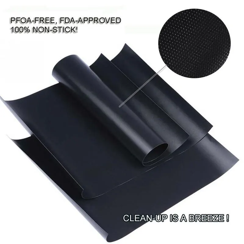 

High Quality Non-stick BBQ Grill Mat Pad For Barbecue Grilling Sheet Baking Mat Black Brown Kitchen Tools