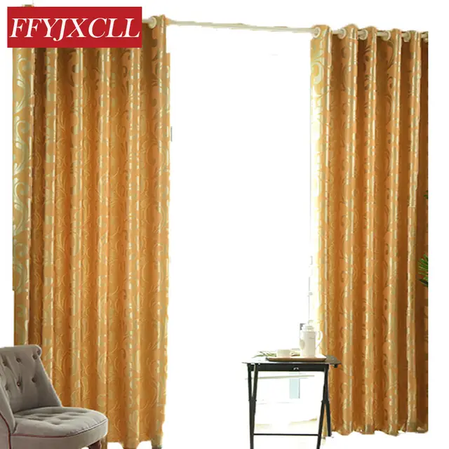 Simple Europe Jacquard Blackout Curtains Gold Pink Gray For Living