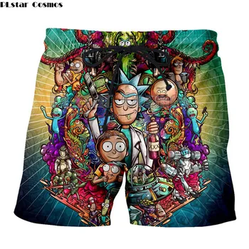 

PLstar Cosmos Unisex Rick and Morty 3D Print Casual beach Shorts Breathable Summer Cartoon Print Men Body Building Short Pants