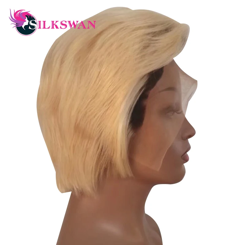 Silkswan короткие Pixie Cut Искусственные парики человеческие волосы парики Remy 180 Плотность 1B/613 цвет натуральный короткие парики для