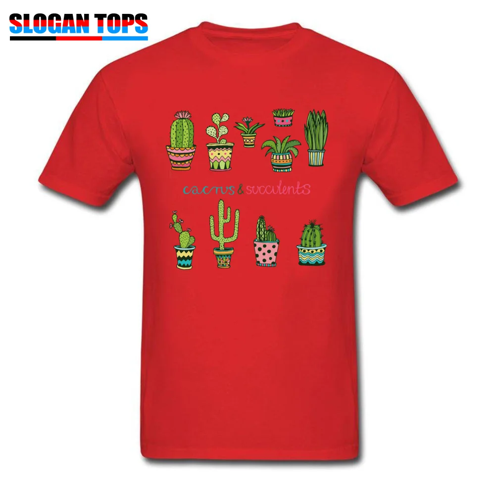 succulent plant cactus Camisa T Shirt Short Sleeve for Students 100% Cotton Autumn O-Neck Tshirts cosie T Shirts Wholesale succulent plant cactus red
