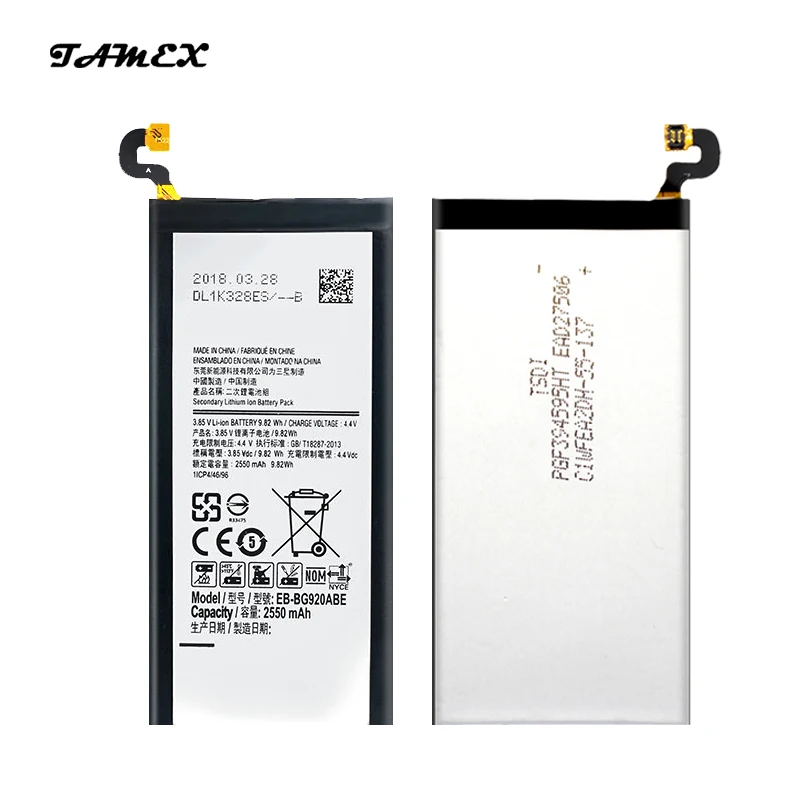 Высокое качество литий ионная сменная батарея для Samsung Galaxy S6 SM G920 EB BG920ABE мобильная