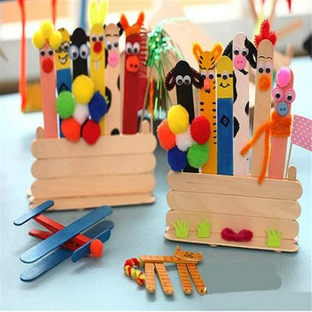 

Wooden Popsicle Puzzle Stick Kids Hand Crafts Art Ice Cream Lolly Cake DIY Making Funny Children Gift