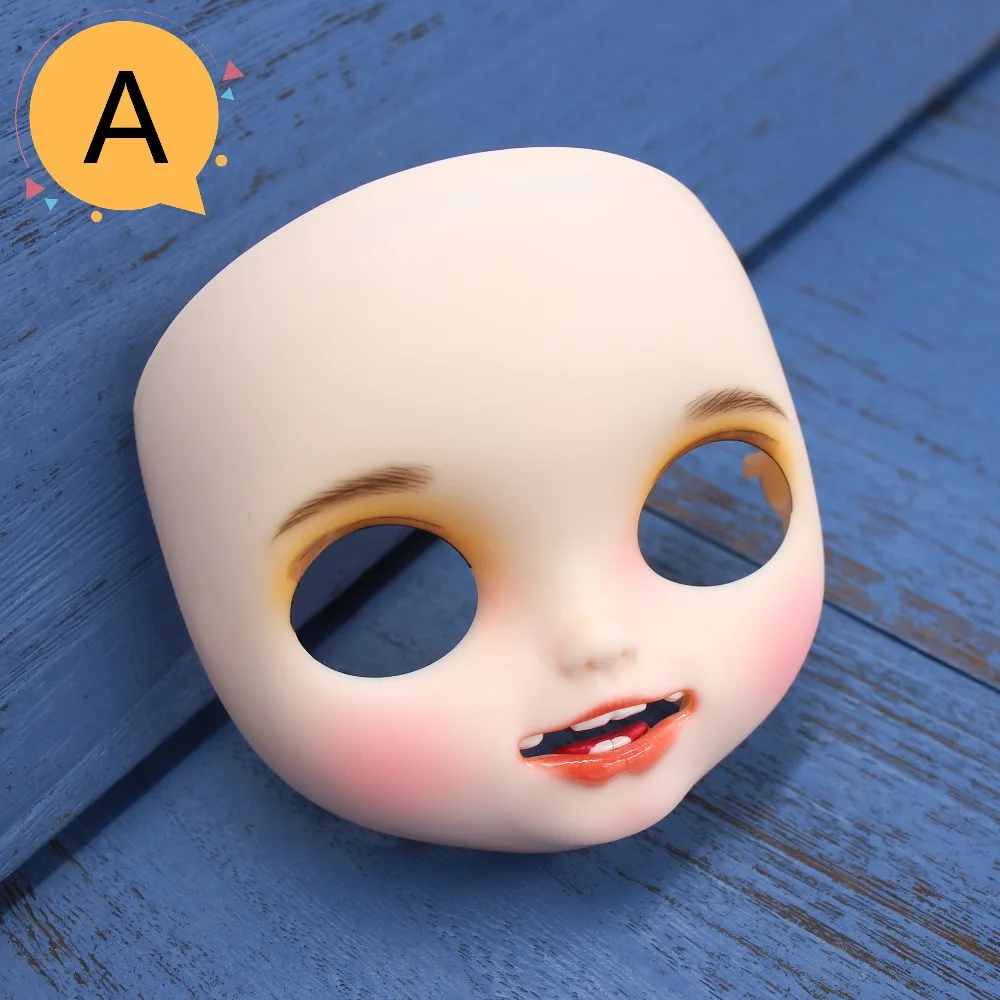 Neo Blythe Doll Matte Faceplate with Makeup, Mouth & White Skin 4