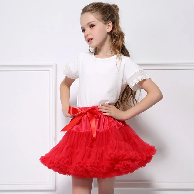 Baby Girls Red Tutu Skirt Fluffy Children Professional Ballet