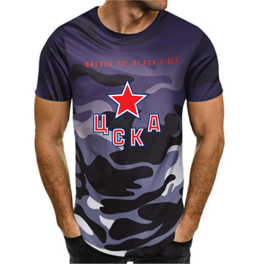 2019 Summer Man's cska champions T Shirts Camouflage O-neck Fashion Printed Hip-Hop Tee Camisetas Men Clothing Casual Top 2019 Summer Man's cska champions T Shirts Camouflage O-neck Fashion Printed Hip-Hop Tee Camisetas Men Clothing Casual Top