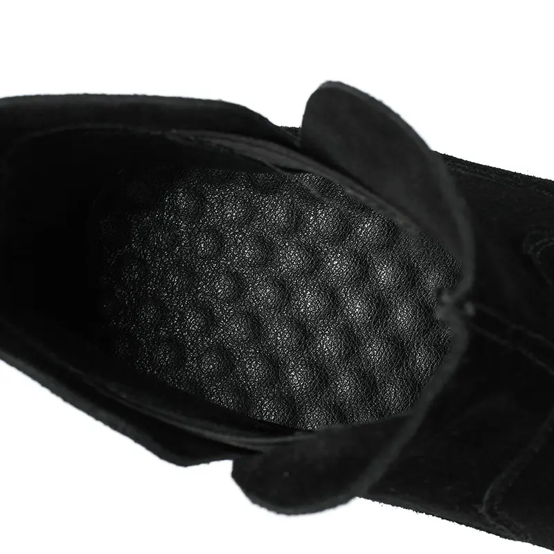 Nesimoo Tamaño Moda Western Punta Med Plaza 34 Redonda Ante Vaca 40 Botas Para La Otoño Forro Mujer Cómodo marrón 2018 Tacón Botines De Negro rAqrtWOHZ5