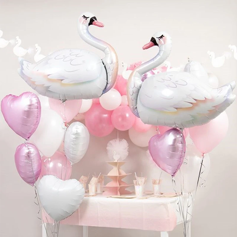 

1pc Big white swan flamingo balloon happy Birthday Party Decorations kids toys baby shower girl air globos cumpleanos infantiles