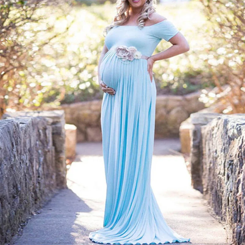 Buy Fashion Pregnant Women Long Off shoulder Dress 2018 Fancy Maternity Maxi