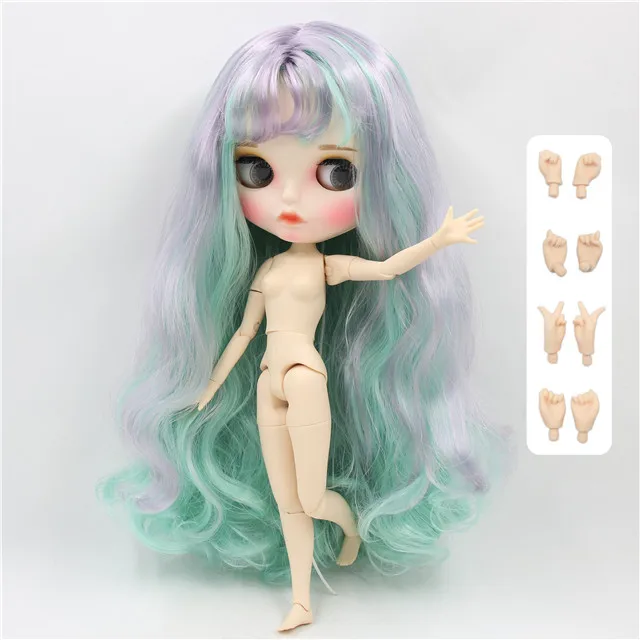 Фабрика blyth кукла 1/6 bjd белая кожа смешанные волосы тела, новое матовое лицо резные губы с бровью, индивидуальные лица BL1049/4006 - Цвет: doll with hand B