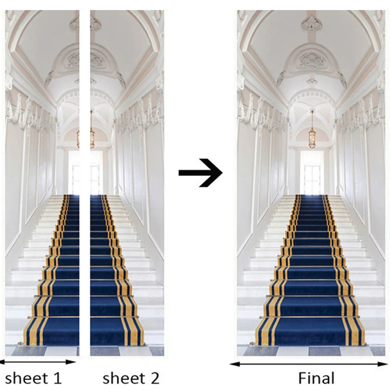 3D стерео лестницы строительные двери Стикеры гостиной спальни домашний дизайн наклейки на стены ПВХ водонепроницаемые обои двери плакат 3D Фреска