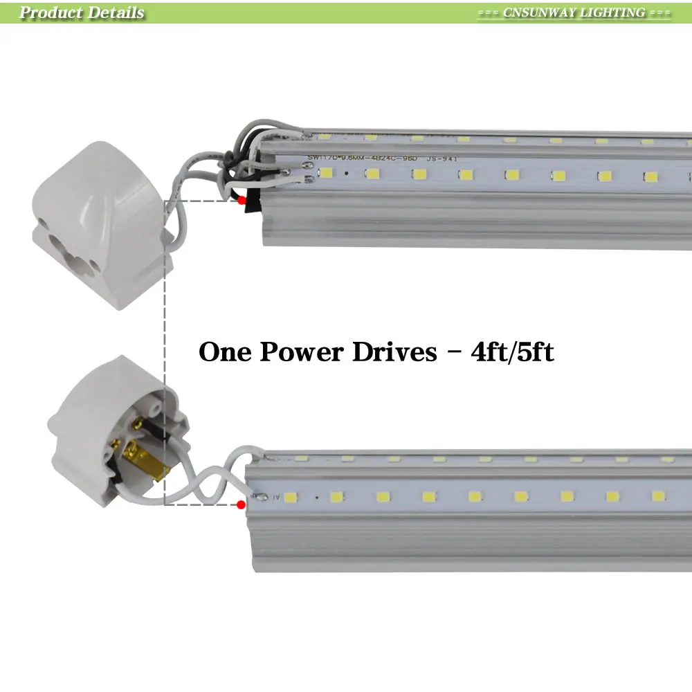 X50 V-образный 4ft 5ft 6ft 8ft кулер двери светодио дный трубки T8 Integrated светодио дный трубы двойными бортами SMD2835 светодио дный лампы дневного света