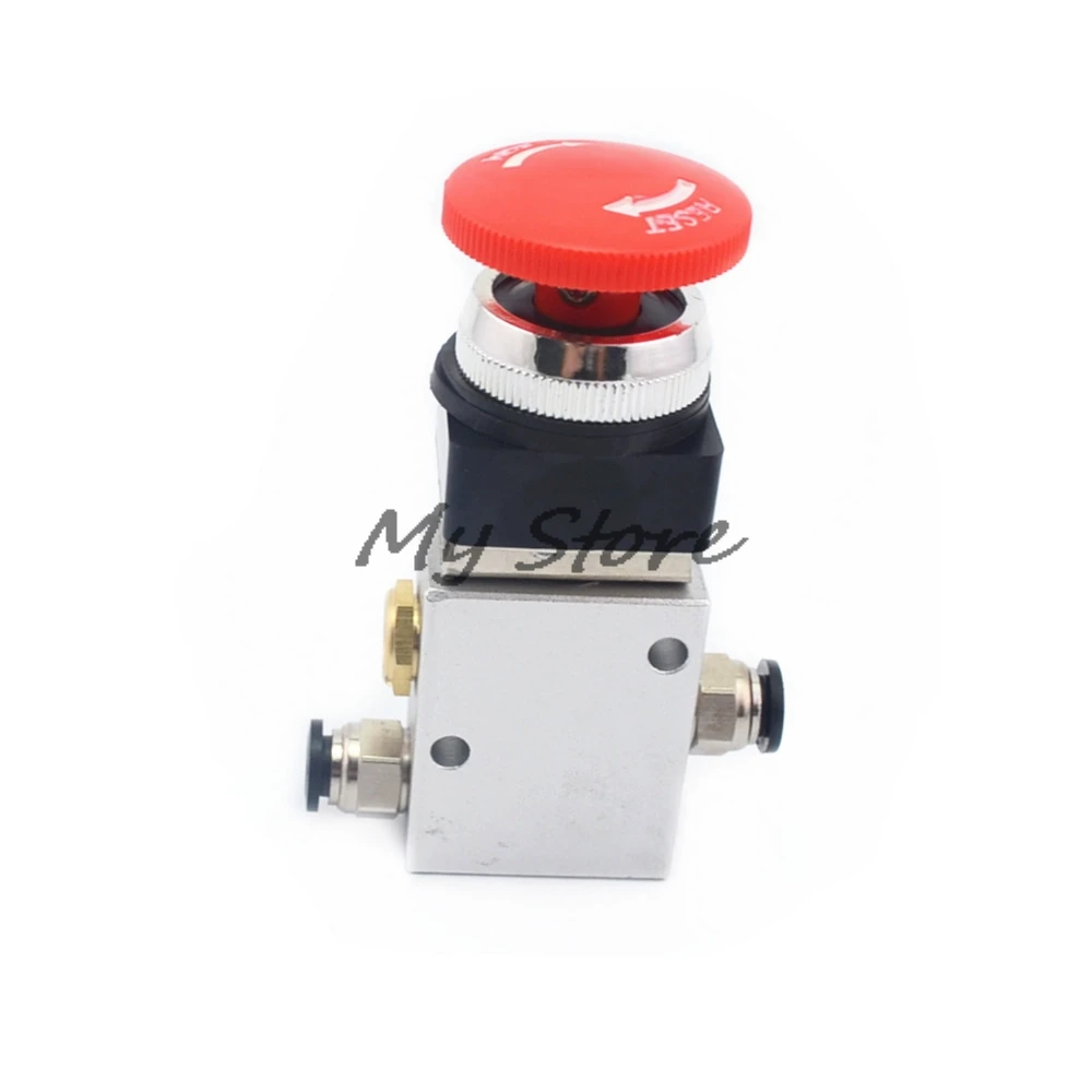 Red Mushroom Push Button Alloy 2Position 3 Way Slef Locking Air Pneumatic Mechanical Valve G1/4
