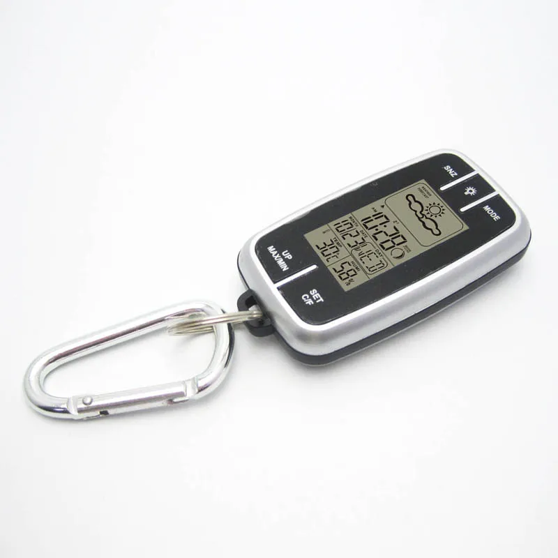 

Travel Camping Mini Portable Weather Station Temperature Humidity Meter LED Light Weather Forecast Date Digital Alarm Clock