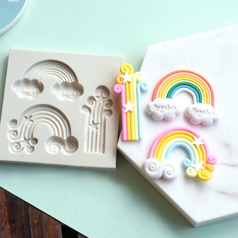 

1pc Rainbow Cloud Silicone Mold Cake Fondant Decorating 3D Cupcake Chocolate Candy Sugarcraft Decorations Gumpaste Tools