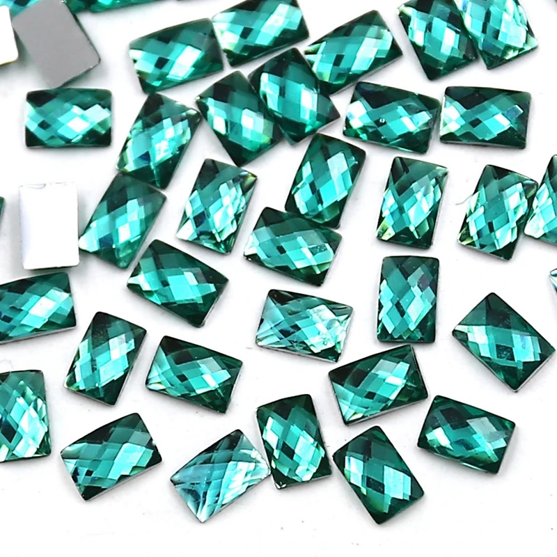 

600PCS/LOT 6x4mm Peacock Blue Rectangle Rhinestone,Nail Art Crystal Acrylic Non Hotfix Flatback glitters for DIY Jewelry Parts